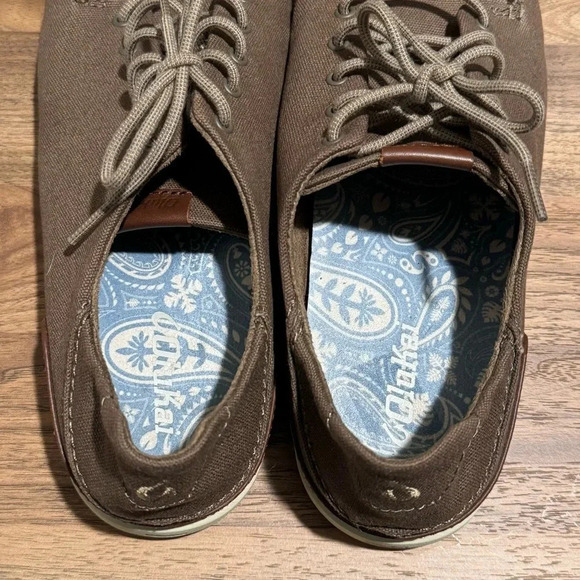 OluKai Manoa Men's Size 10 Brown Canvas Twill Casual Classic Lace Up Sneaker - Picture 4 of 6